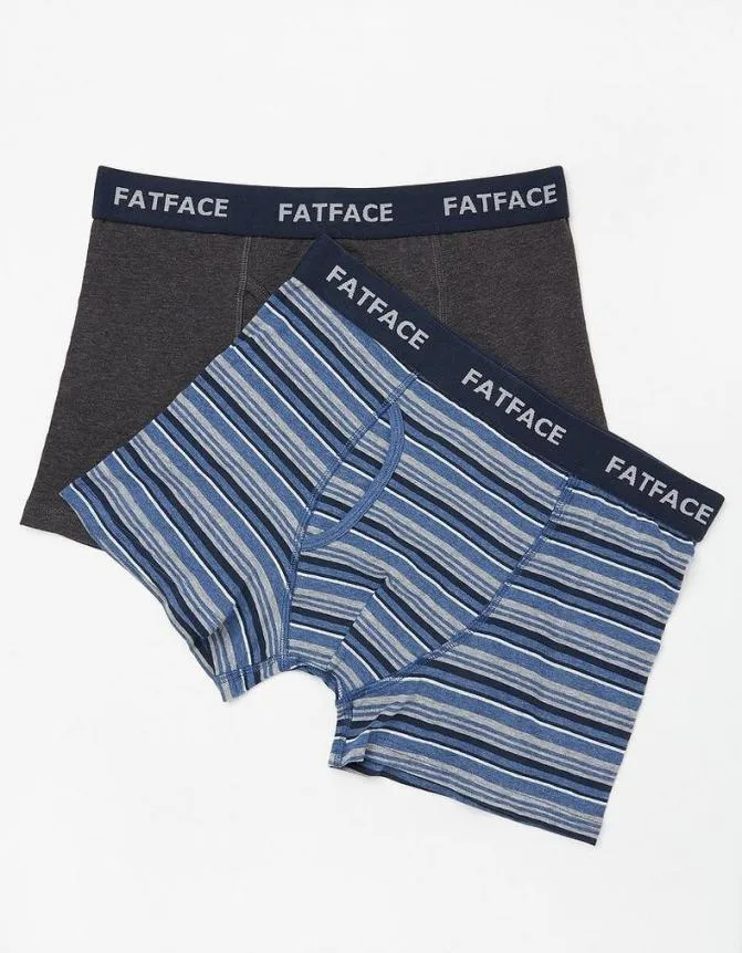 Fatface Socks and Underwear Two Pack Wittering Stripe Boxers Navy 8211 Men