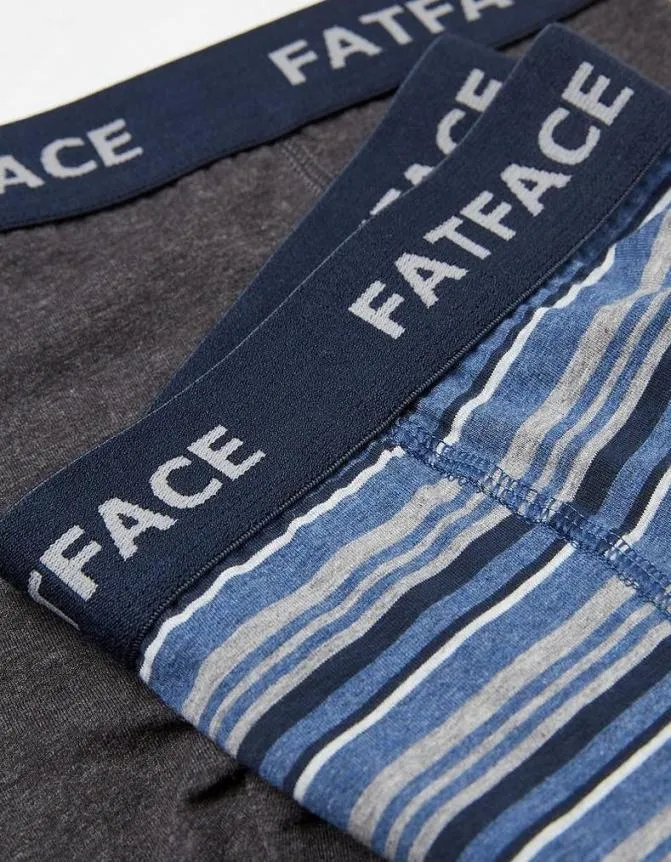 Fatface Socks and Underwear Two Pack Wittering Stripe Boxers Navy 8211 Men