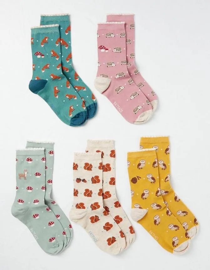 Fatface Socks Underwear and Tights 5 Pack Woodland Animal Socks Multi 8211 Women Fatface Socks Underwear and Tights 5 Pack Woodland Animal Socks Multi 8211 Women