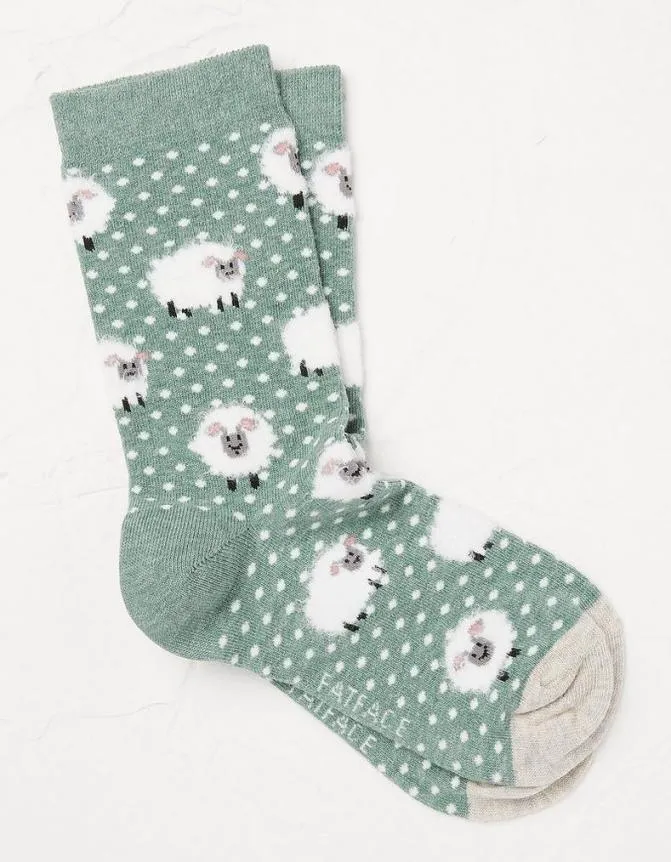 Fatface Socks Underwear and Tights Autumn Sheep Socks Green Haze 8211 Women