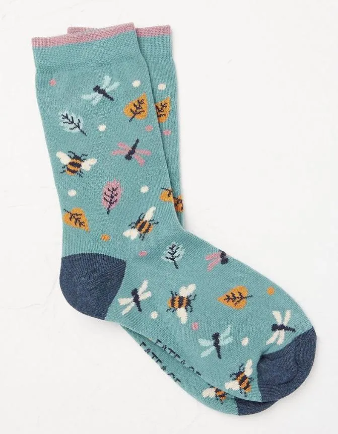 Fatface Socks Underwear and Tights Bee Dragonfly Socks Light Teal 8211 Women