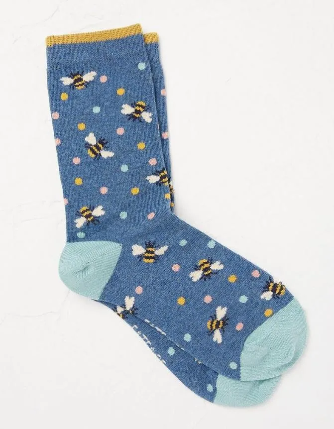 Fatface Socks Underwear and Tights Bee Spot Socks Navy Marl 8211 Women