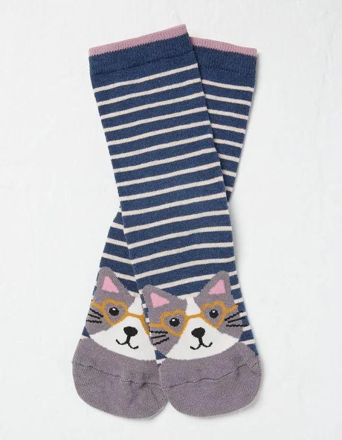 Fatface Socks Underwear and Tights Cat Toe Socks Navy 8211 Women