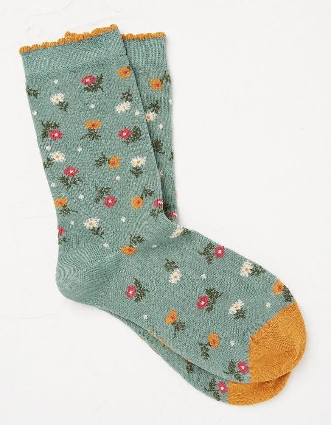 Fatface Socks Underwear and Tights Ditsy Floral Socks Light Olive 8211 Women