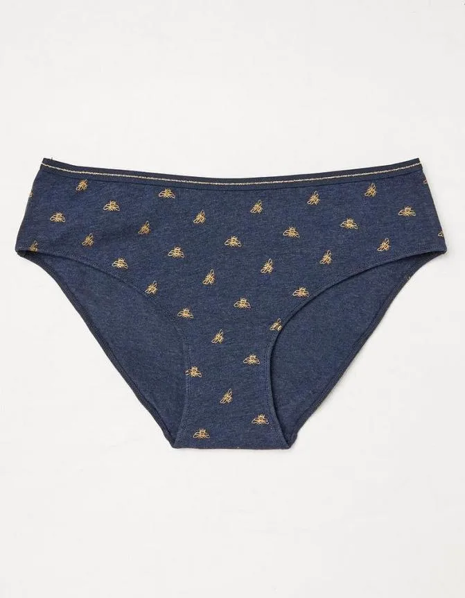 Fatface Socks Underwear and Tights Foil Bee Mini Knickers Navy 8211 Women