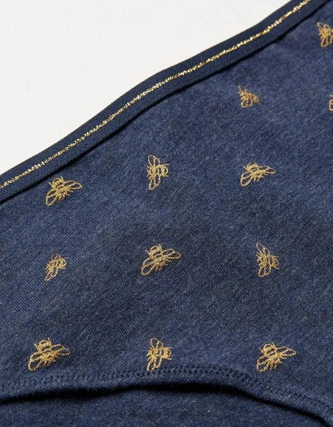Fatface Socks Underwear and Tights Foil Bee Mini Knickers Navy 8211 Women