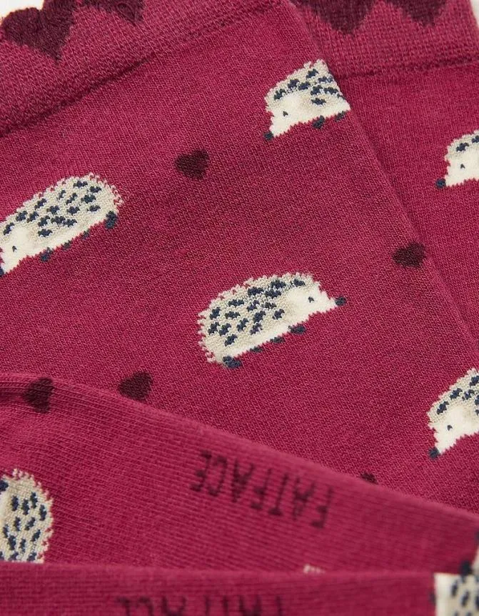 Fatface Socks Underwear and Tights Hedgehog Heart Socks Burgundy 8211 Women