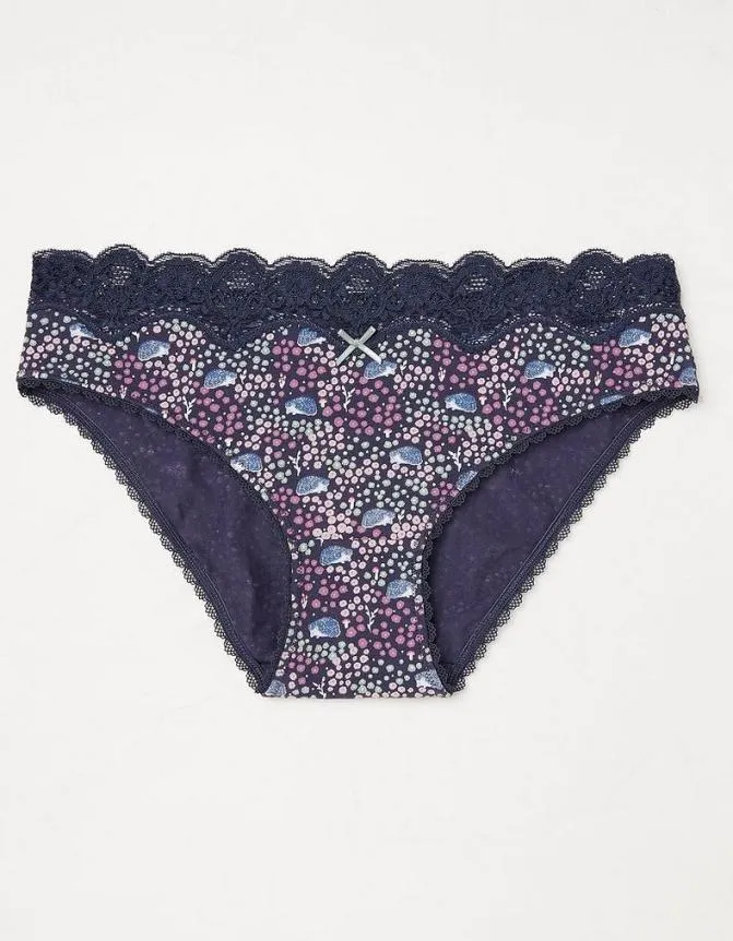 Fatface Socks Underwear and Tights Hedgehog Print Mini Knickers Navy 8211 Women
