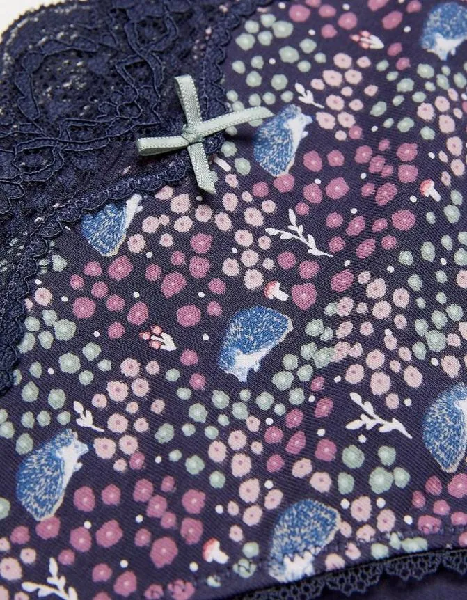 Fatface Socks Underwear and Tights Hedgehog Print Mini Knickers Navy 8211 Women