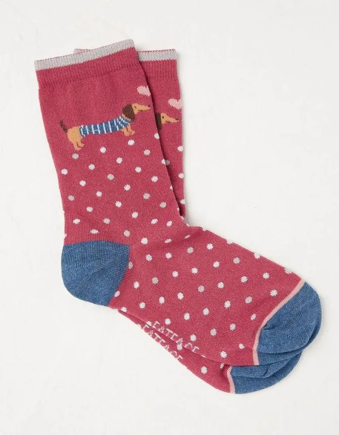 Fatface Socks Underwear and Tights Kiss Sausage Dog Socks Raspberry Red 8211 Women Fatface Socks Underwear and Tights Kiss Sausage Dog Socks Raspberry Red 8211 Women