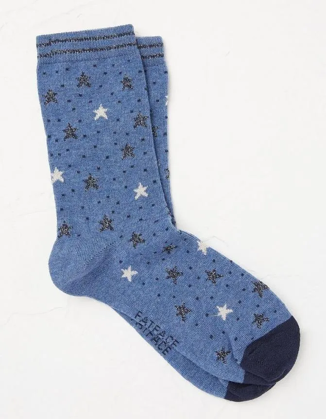 Fatface Socks Underwear and Tights Lurex Star Socks Blue Marl 8211 Women