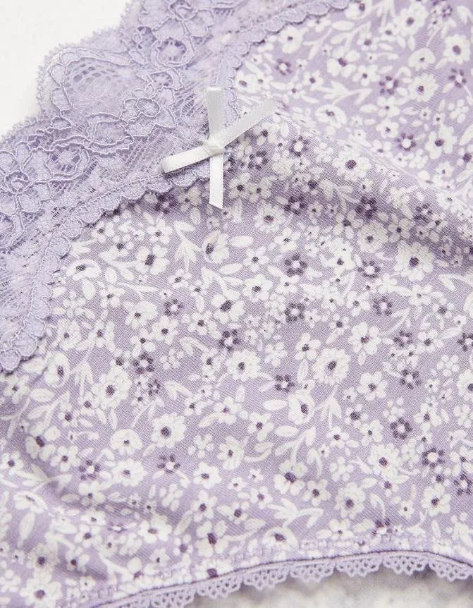 Fatface Socks Underwear and Tights Rosie Floral Mini Knickers Lilac 8211 Women