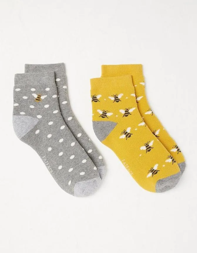 Fatface Socks Underwear and Tights Two Pack Bee Short Welly Socks Mustard Yellow 8211 Women Fatface Socks Underwear and Tights Two Pack Bee Short Welly Socks Mustard Yellow 8211 Women