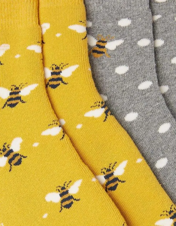 Fatface Socks Underwear and Tights Two Pack Bee Short Welly Socks Mustard Yellow 8211 Women Fatface Socks Underwear and Tights Two Pack Bee Short Welly Socks Mustard Yellow 8211 Women