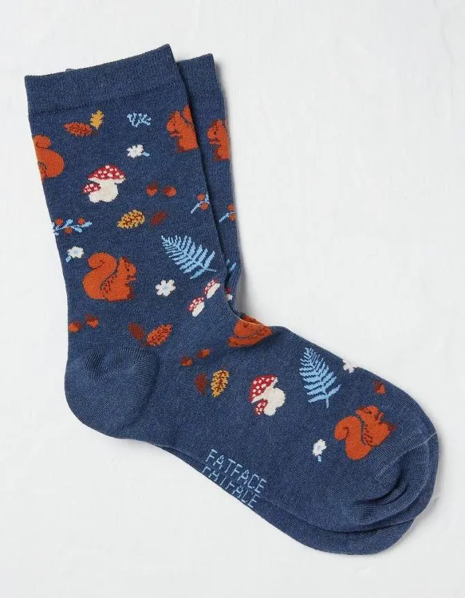 Fatface Socks Underwear and Tights Woodland Squirrel Socks Navy Marl 8211 Women