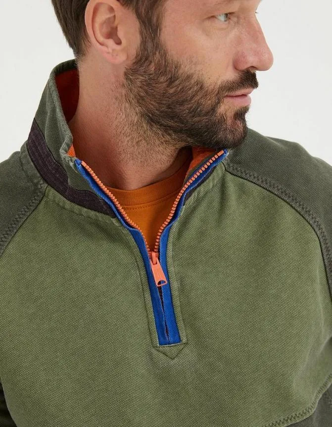 Fatface Sweatshirts and Hoodies Airlie Panel Sweatshirt Olive Green 8211 Men