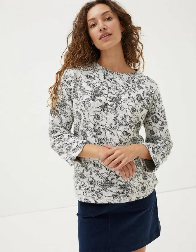 Fatface Sweatshirts and Hoodies Amari Jaquard Sweat Ivory 8211 Women