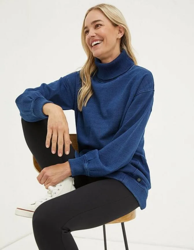 Fatface Sweatshirts and Hoodies Arabella Roll Neck Tunic Indigo Blue 8211 Women
