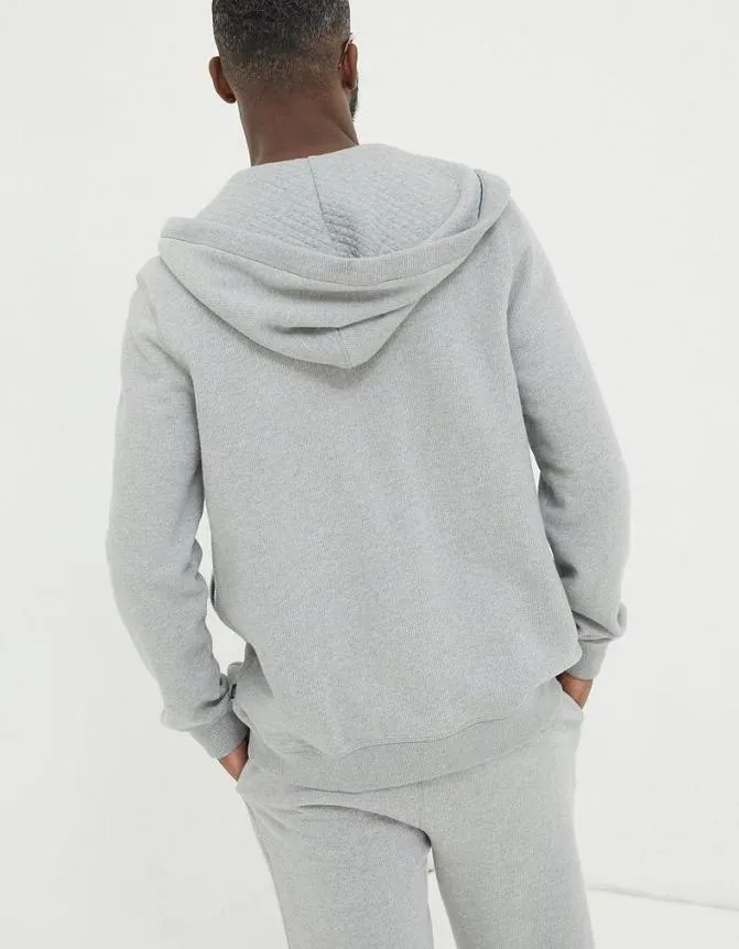 Fatface Sweatshirts and Hoodies Frome Textured ZipUp Hoodie Grey Marl 8211 Men