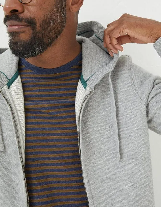 Fatface Sweatshirts and Hoodies Frome Textured ZipUp Hoodie Grey Marl 8211 Men