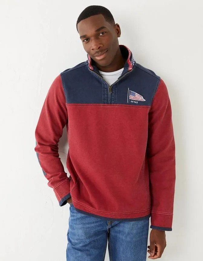 Fatface Sweatshirts and Hoodies USA Airlie Yoke Sweat Red 8211 Men