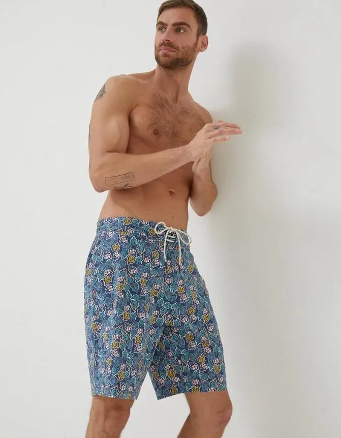 Fatface Swimwear Camber Pineapple Swim Shorts Navy 8211 Men