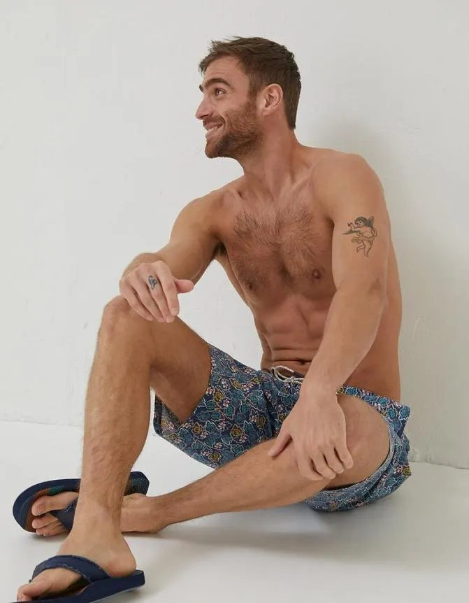 Fatface Swimwear Camber Pineapple Swim Shorts Navy 8211 Men