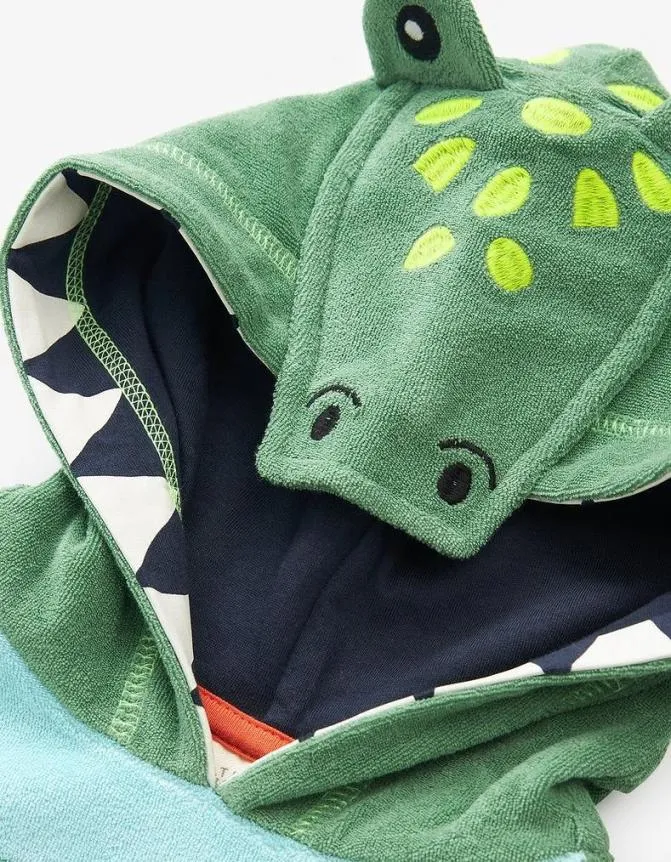 Fatface Swimwear Crocodile Towelling Poncho Green 8211 Kids and Baby