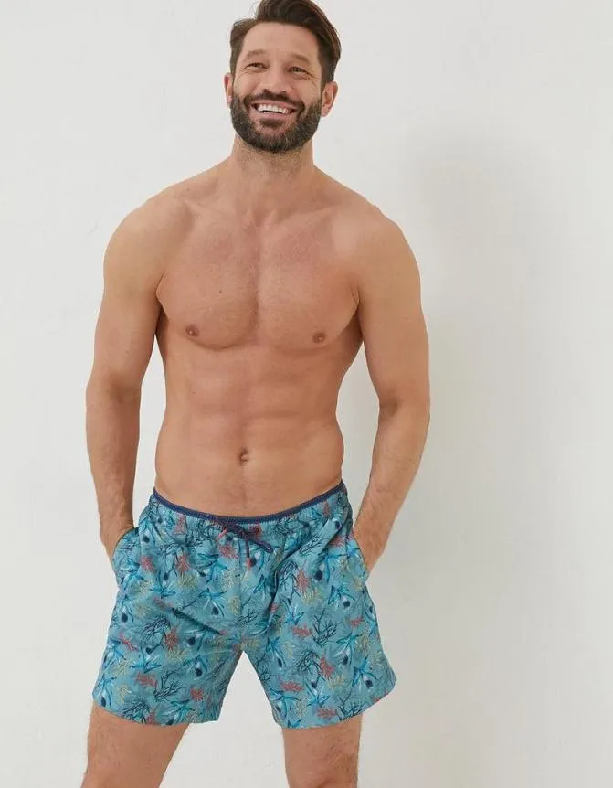 Fatface Swimwear MCS Trevose Coral Swim Shorts Duck Egg 8211 Men
