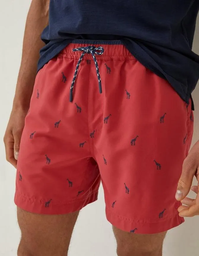 Fatface Swimwear Trevose Giraffe Swim Shorts Washed Red 8211 Men