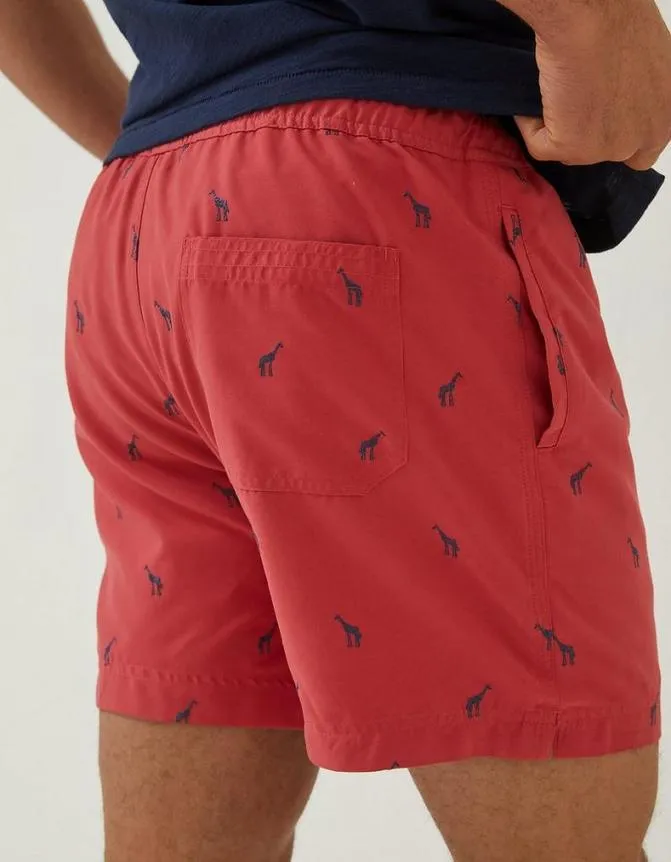 Fatface Swimwear Trevose Giraffe Swim Shorts Washed Red 8211 Men