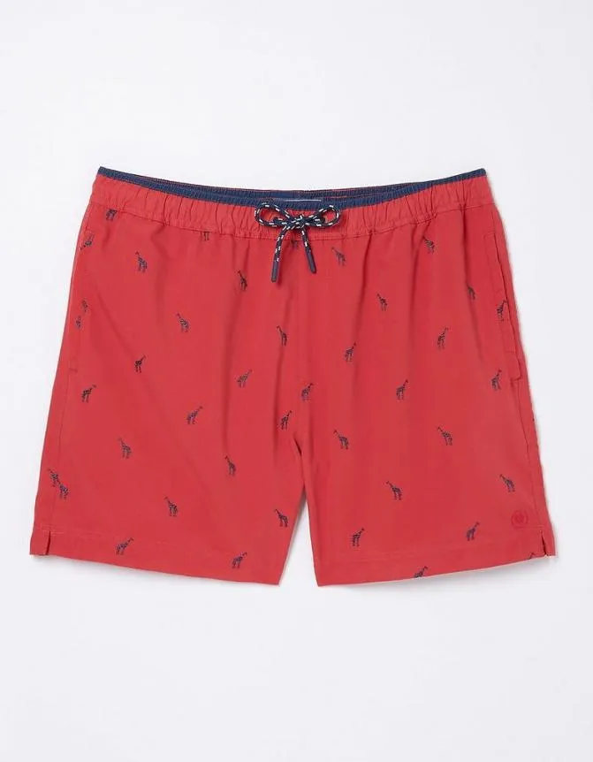 Fatface Swimwear Trevose Giraffe Swim Shorts Washed Red 8211 Men