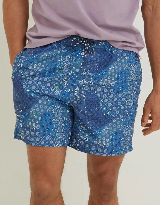 Fatface Swimwear Trevose Patchwork Swim Shorts Navy 8211 Men
