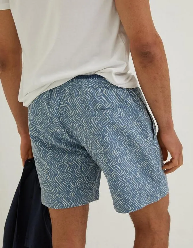 Fatface Swimwear Trevose Tile Print Swim Shorts Washed Blue 8211 Men