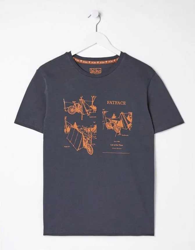 Fatface TShirts Bike In Tents TShirt Washed Black 8211 Men