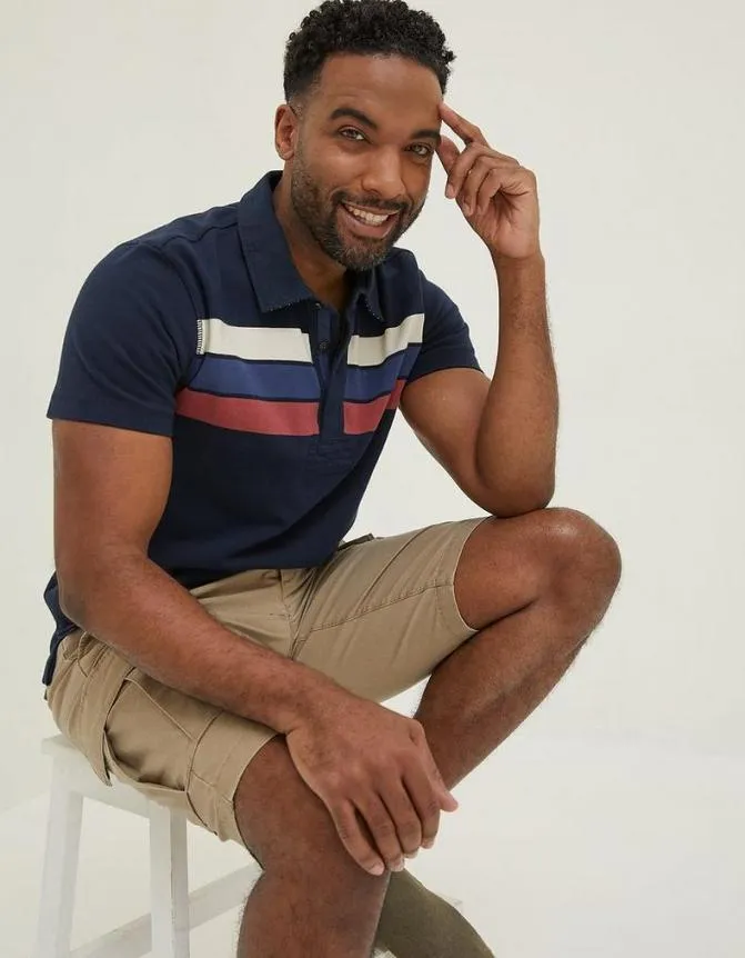Fatface TShirts Chest Stripe Rugby Navy 8211 Men