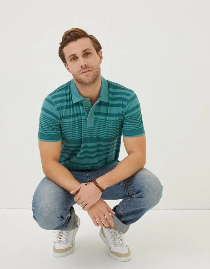 Fatface TShirts Clifton Stripe Polo Dark Teal 8211 Men