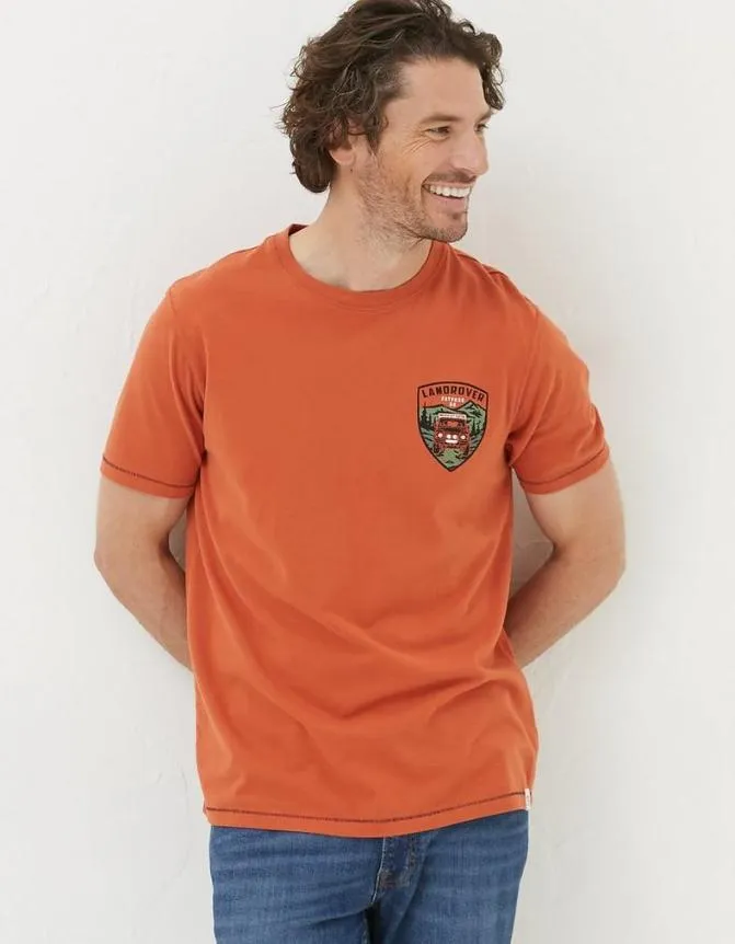 Fatface TShirts Land Rover Badge TShirt Dark Orange 8211 Men