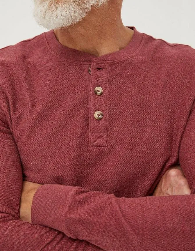 Fatface TShirts Long Sleeve Kintbury Henley Burgundy 8211 Men