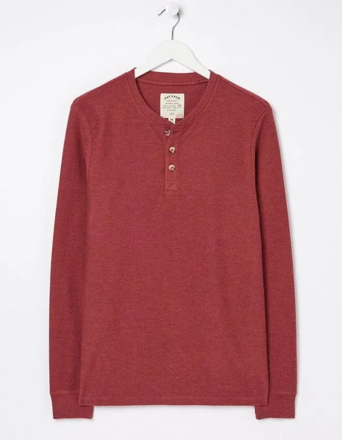 Fatface TShirts Long Sleeve Kintbury Henley Burgundy 8211 Men