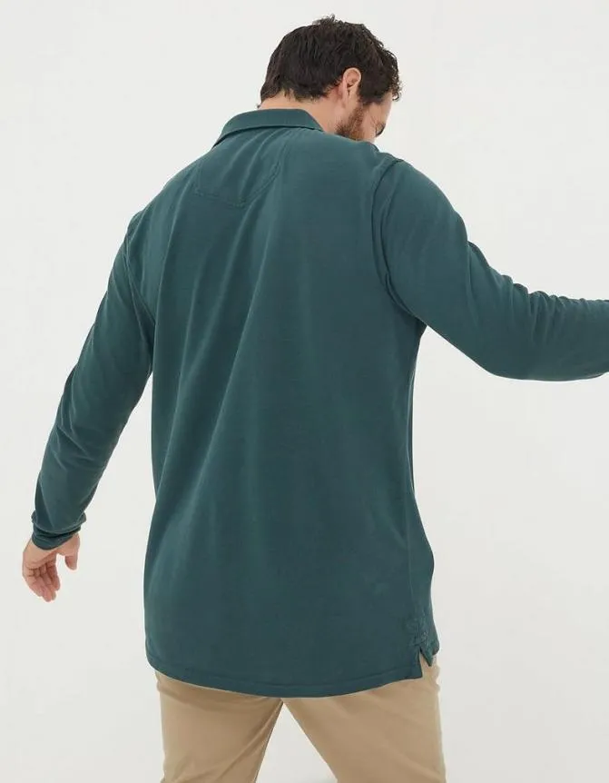 Fatface TShirts Long Sleeve Organic Pique Polo Jade Green 8211 Men