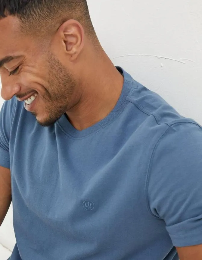 Fatface TShirts Lulworth Organic Cotton Crew TShirt Dusky Blue 8211 Men