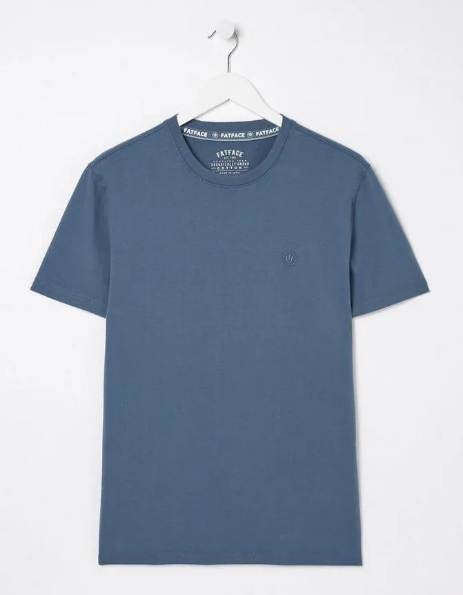 Fatface TShirts Lulworth Organic Cotton Crew TShirt Dusky Blue 8211 Men