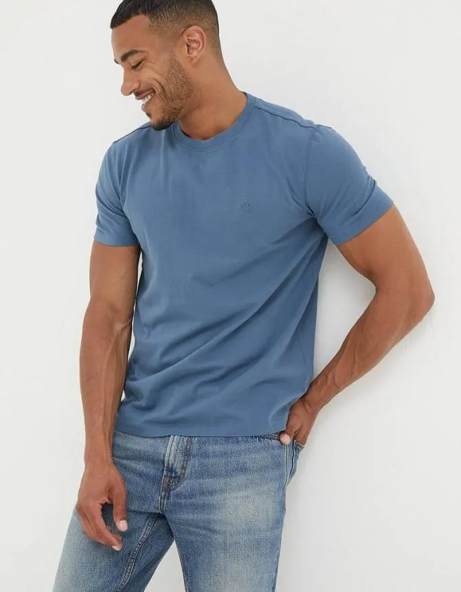 Fatface TShirts Lulworth Organic Cotton Crew TShirt Dusky Blue 8211 Men