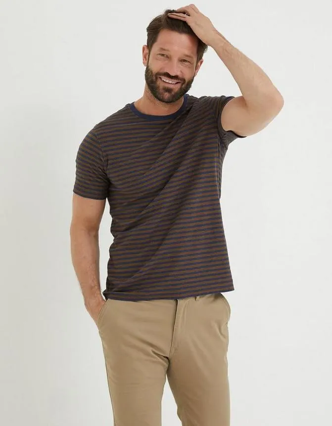 Fatface TShirts Porth Stripe TShirt Indigo Blue 8211 Men