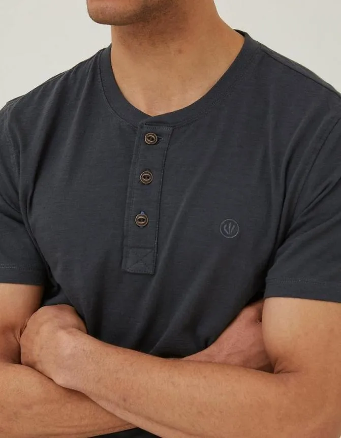 Fatface TShirts Slub Henley TShirt Washed Black 8211 Men