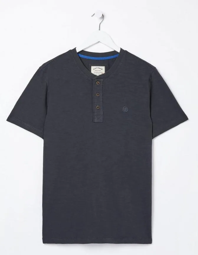 Fatface TShirts Slub Henley TShirt Washed Black 8211 Men