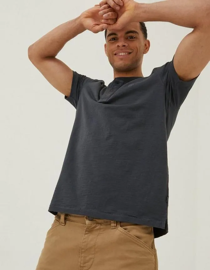 Fatface TShirts Slub Henley TShirt Washed Black 8211 Men