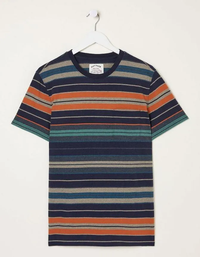 Fatface TShirts Trescowe Stripe TShirt Dusky Blue 8211 Men