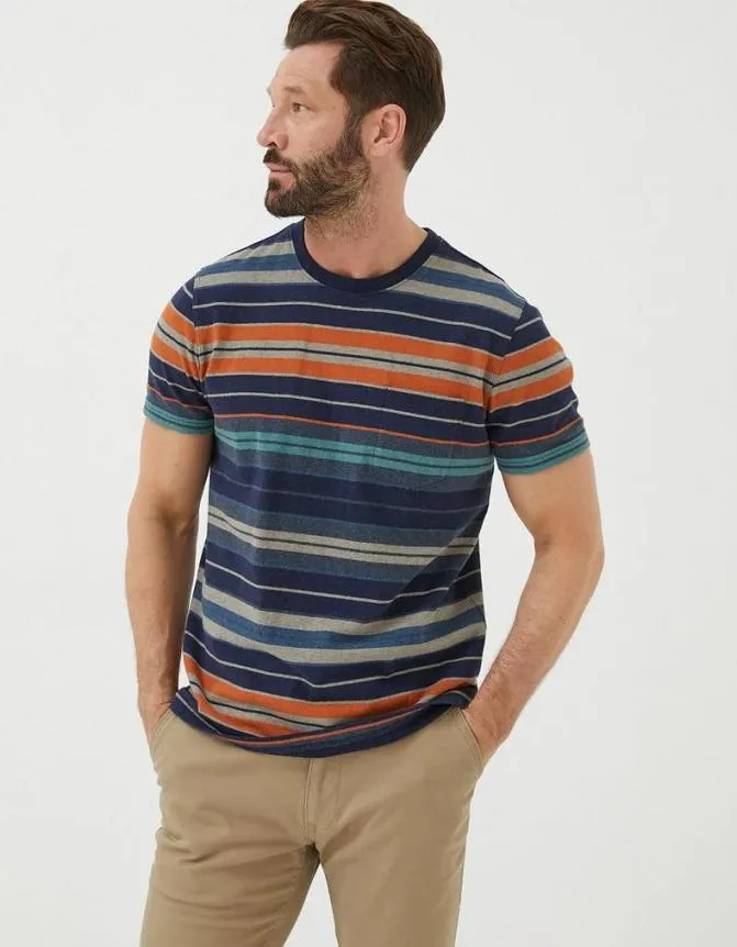 Fatface TShirts Trescowe Stripe TShirt Dusky Blue 8211 Men